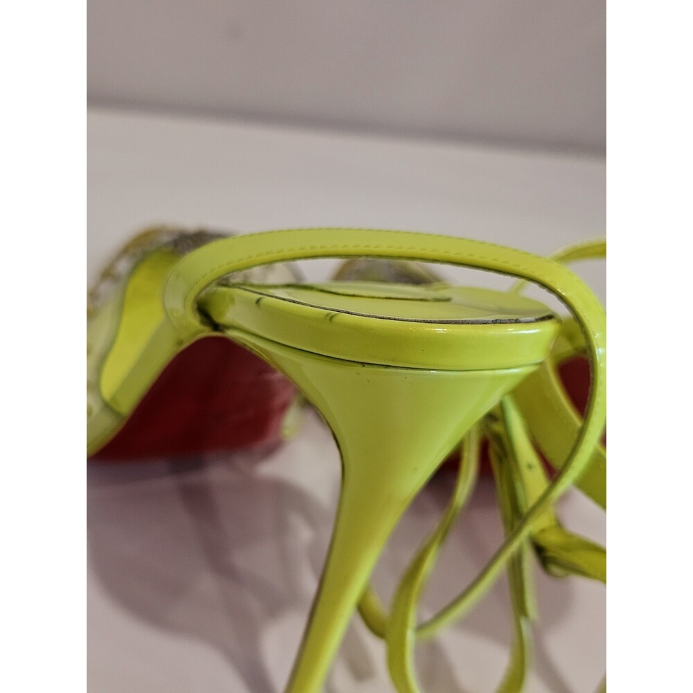 Christian Louboutin Spikaqueen 100 Yellow PVC Ankle Strap Sandal Heel Pump 39 - Picture 5 of 8